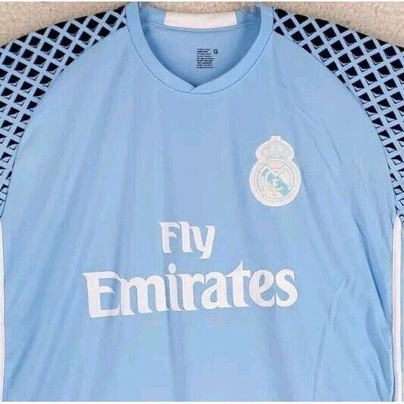 Real Madrid Emirates Soccer 16/17 Jersey Shirt Mens L Blue Graphics Goal Keeper - Picture 6 of 8